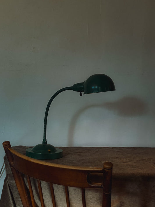Vintage Dark Green Weighted Gooseneck Task Lamp