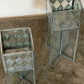 Handcrafted Diamond Metal and Glass Cubed Podiums - Sold as pair