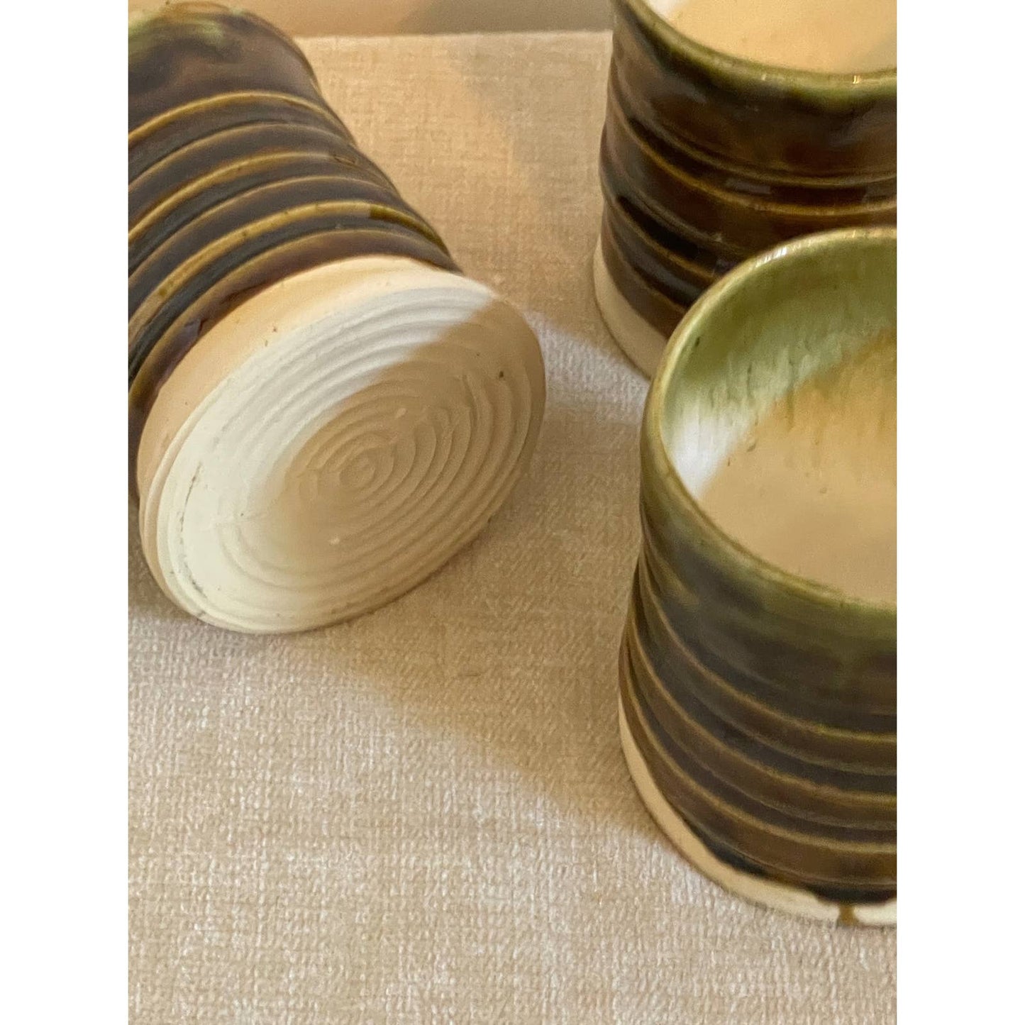 Handmade Bamboo Glazed Ceramic Mug Set of 4