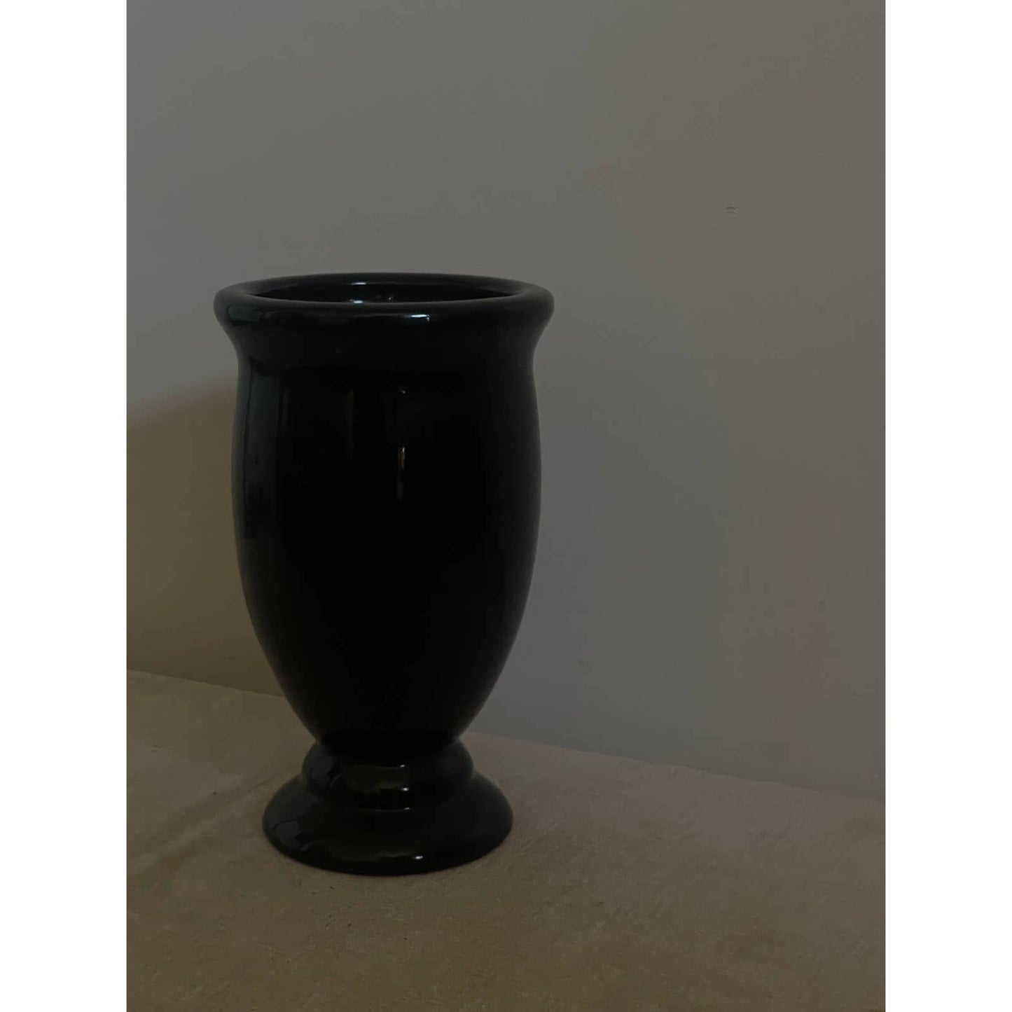 Black Glazed Urn Pedestal Pot