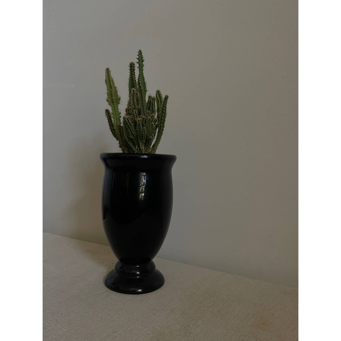 Black Glazed Urn Pedestal Pot