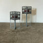 Handcrafted Diamond Metal and Glass Cubed Podiums - Sold as pair