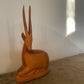 Midcentury Teak Wood Carved Sitting Deer