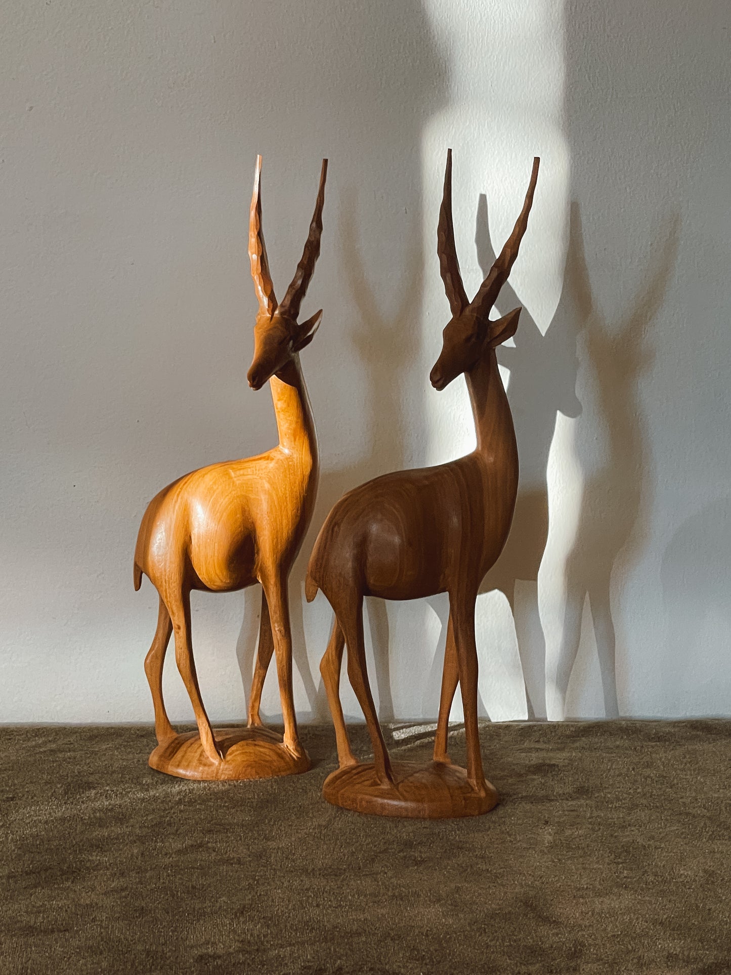 Standing Carved Teak Deer