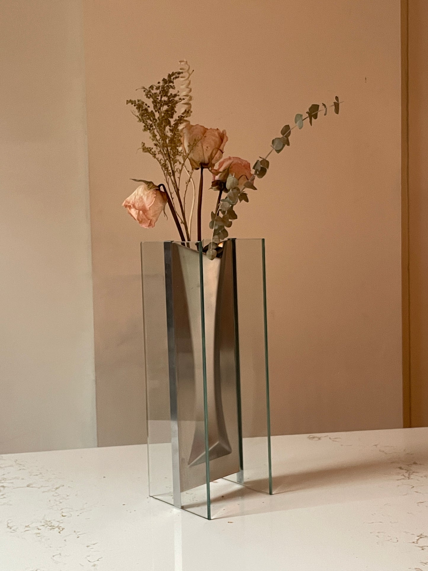Vintage Steel and Glass Floating Vase