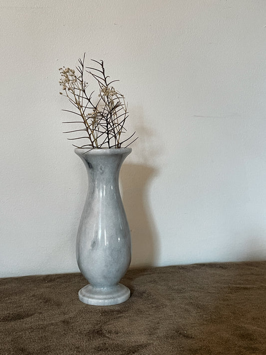 Grey and White Marble Tapered Bud Vase