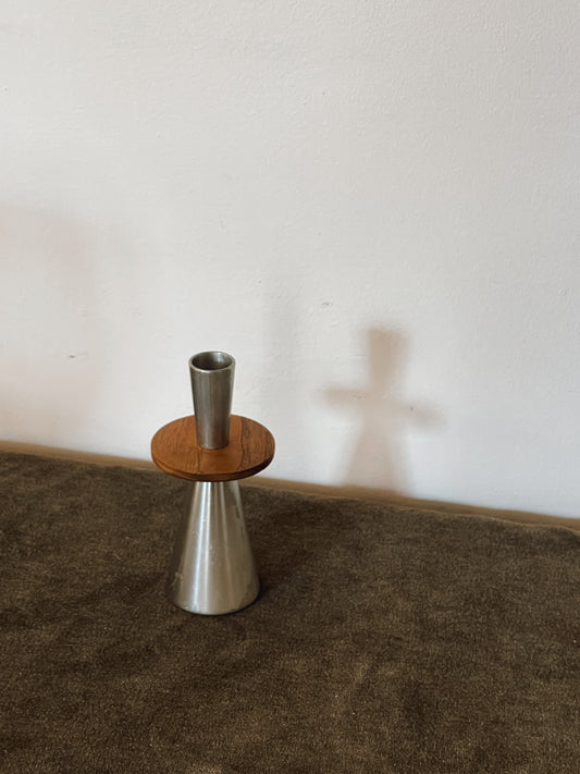 Modernist Metal and Wood Candle holder