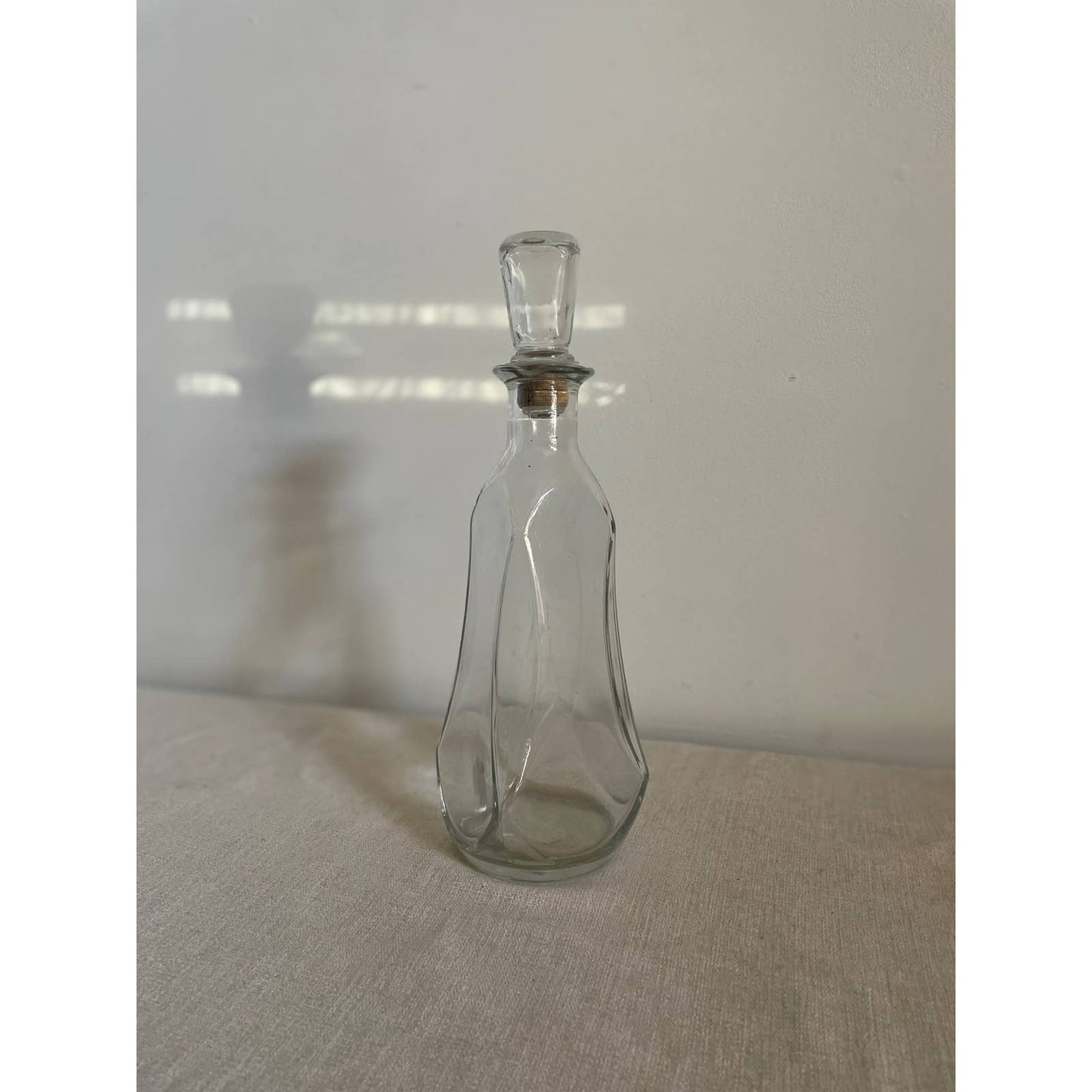 Antique Vintage Clear Glass Eight-Sided Decanter by Owens Illinois Glass Co