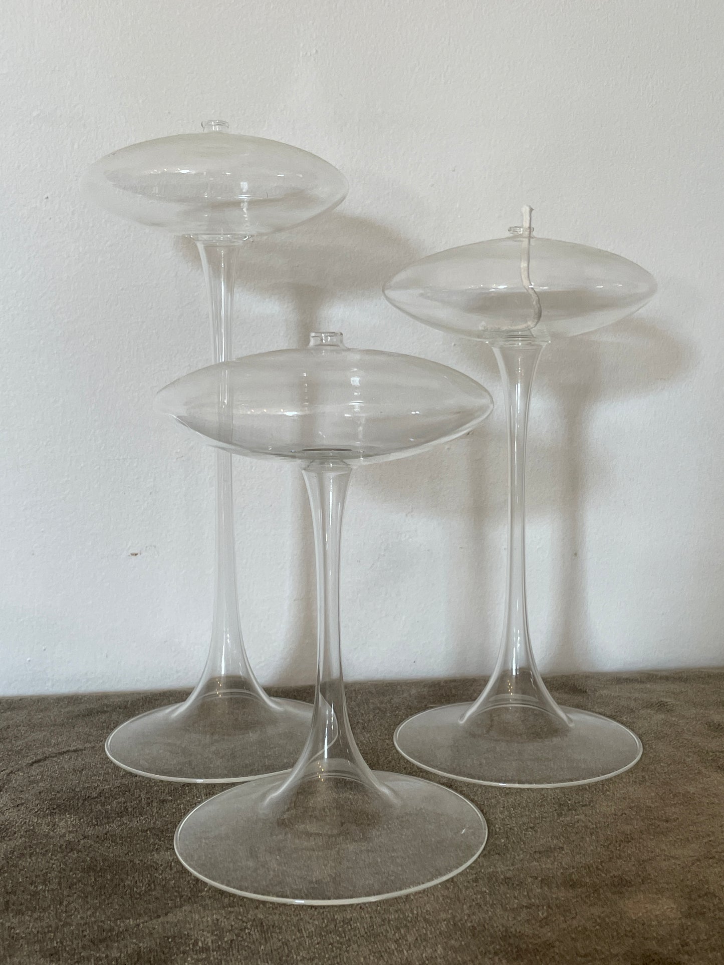 Vintage Omni Footed Oil Orb Lamp Trio