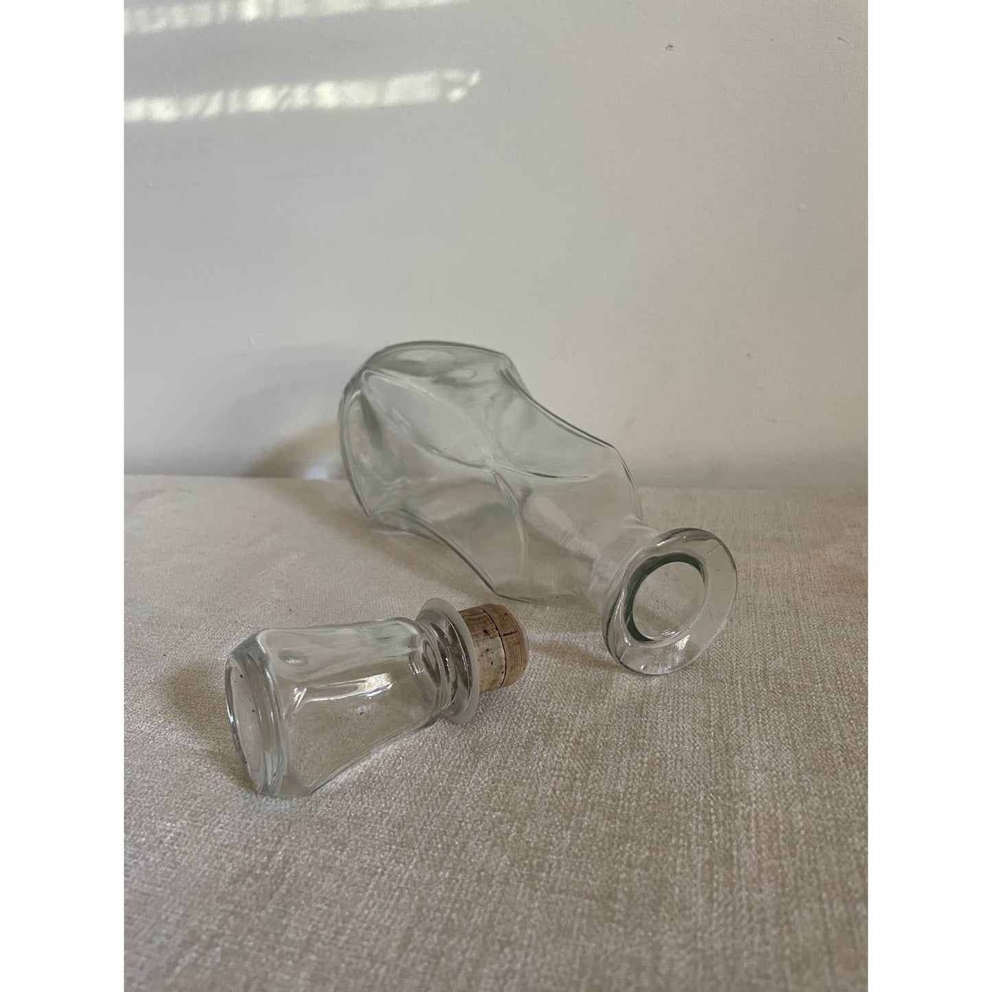 Antique Vintage Clear Glass Eight-Sided Decanter by Owens Illinois Glass Co