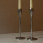 Vintage Silver Brushed Candle Holder Pair