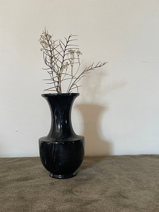 Black and Grey Vein Marbled Bud Vase