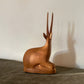 Midcentury Teak Wood Carved Sitting Deer