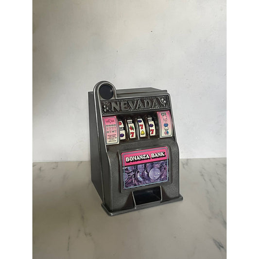 Vintage Metal Pink and Purple Nevada Slot Machine Working Toy Barbie Bank