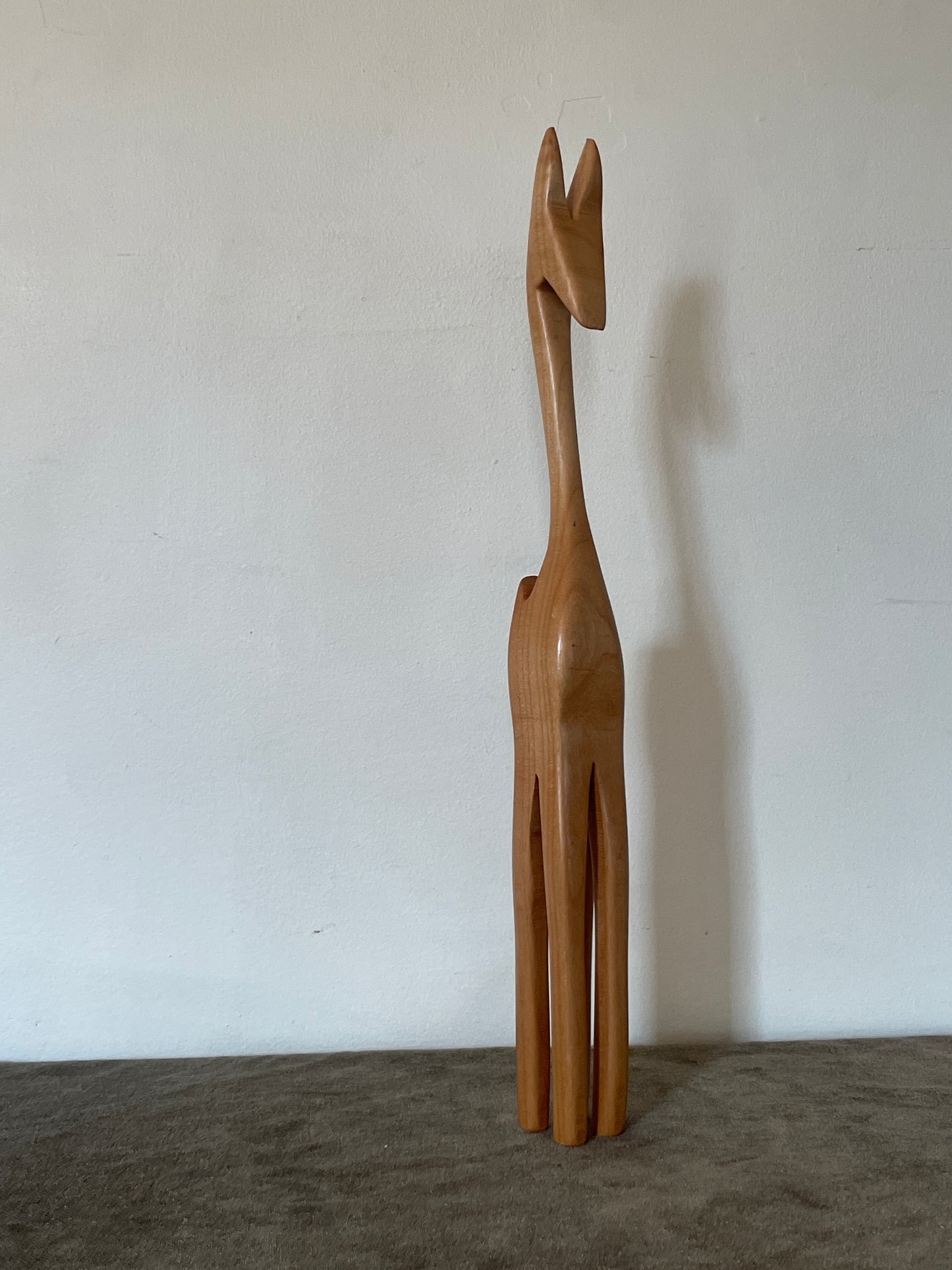 Tall Wood Carved Deer