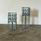 Handcrafted Diamond Metal and Glass Cubed Podiums - Sold as pair