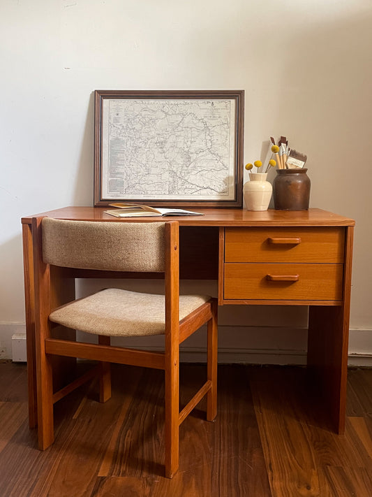 Vintage Danish Teak 2-Drawer Desk