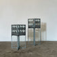 Handcrafted Diamond Metal and Glass Cubed Podiums - Sold as pair