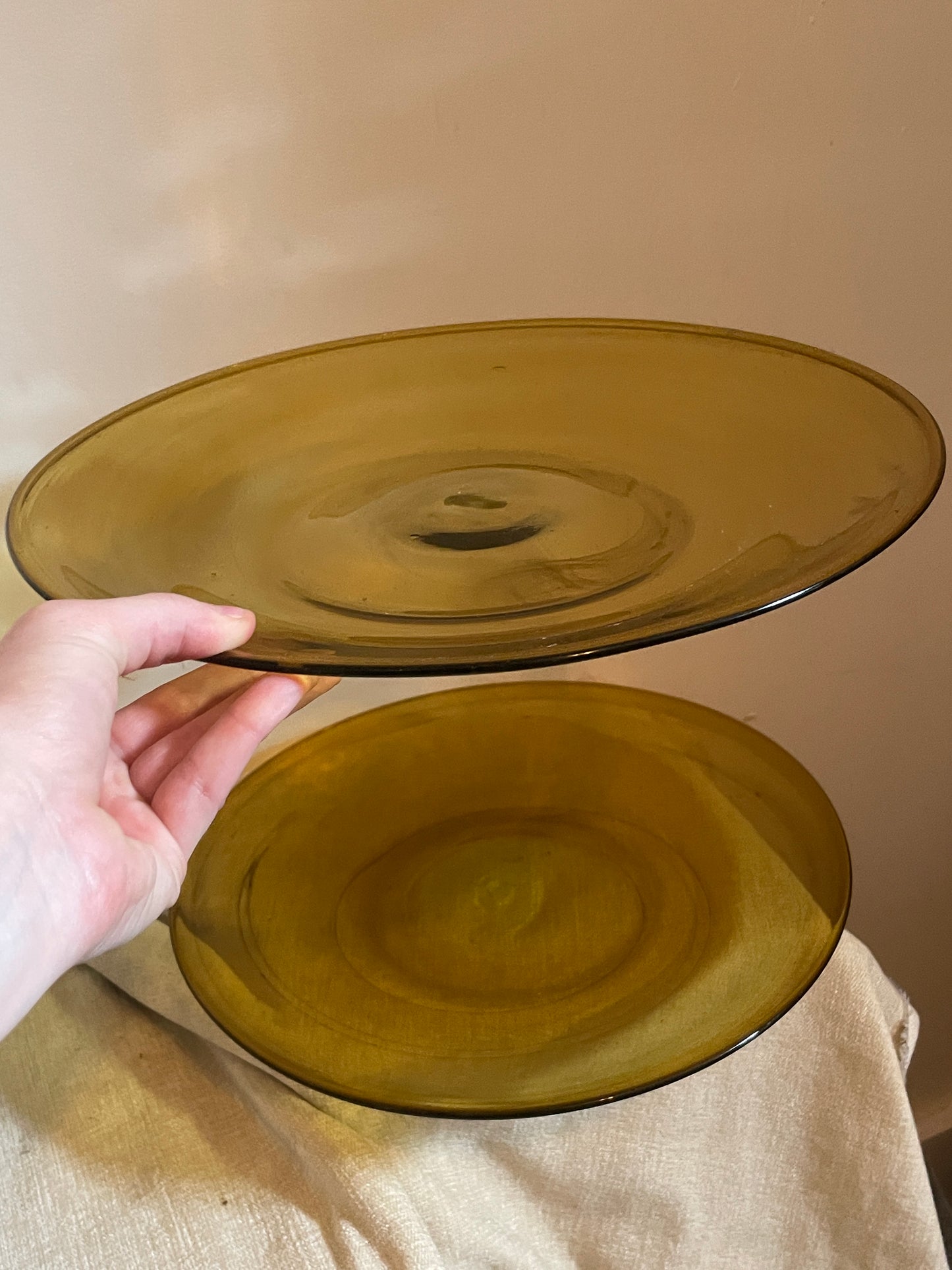 Amber Glassblown Plates (Pair)