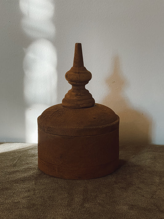 Woodturned “Tobacco” Jar with Finial Top