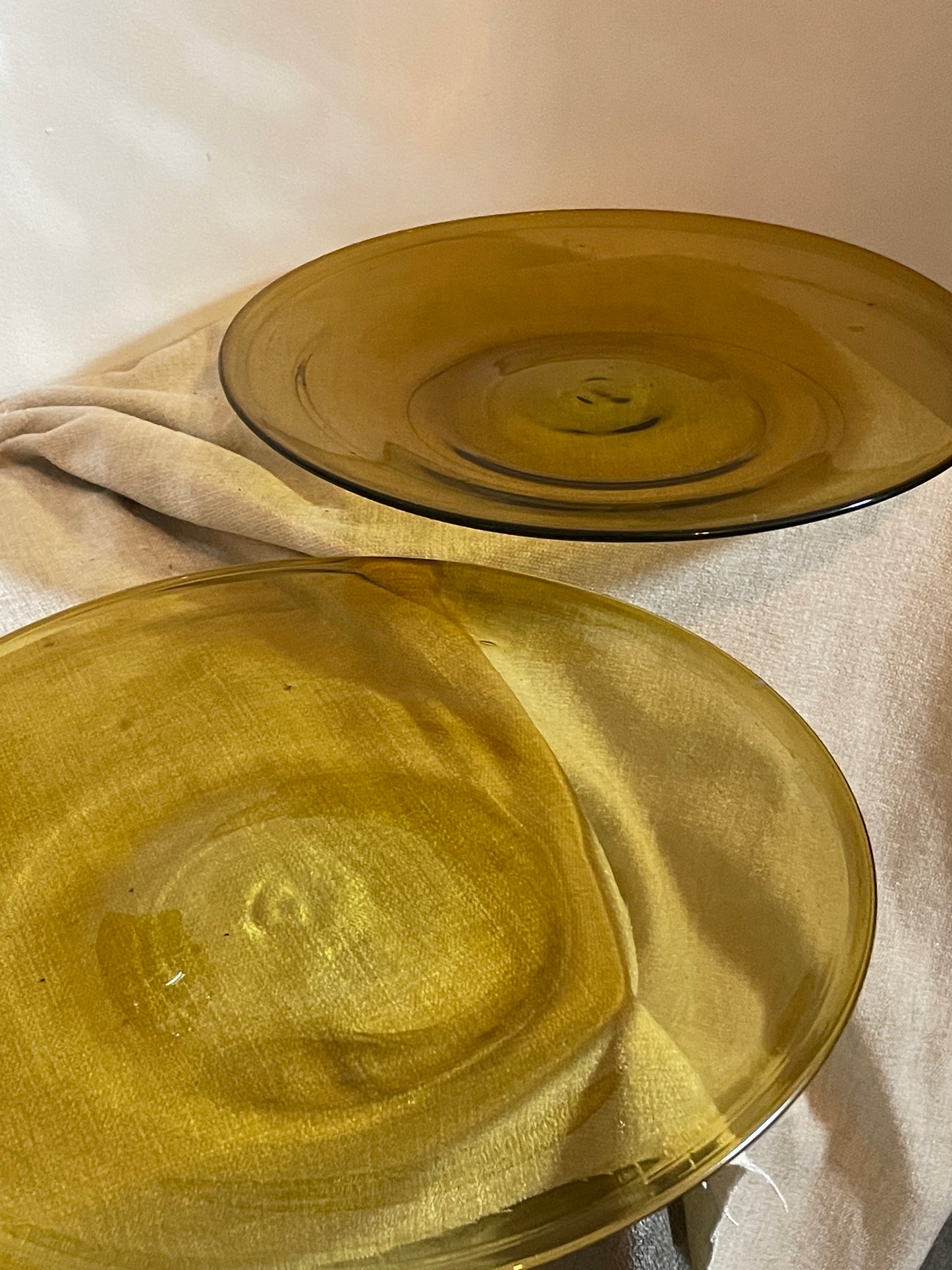 Amber Glassblown Plates (Pair)