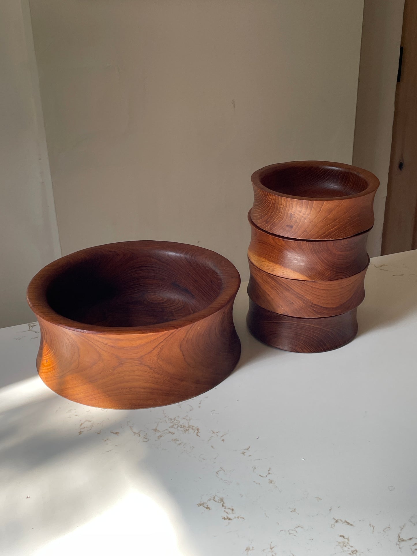 Vintage 1970s Teak Salad Bowl Set by Kalmar