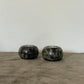 Pair of Black and Taupe Veined Marble Tea Light Candle Holders