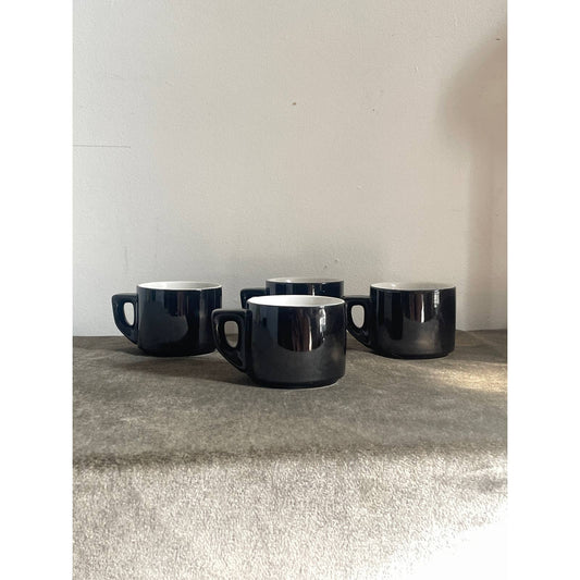 Black Mugs with White Interior - Set of 4