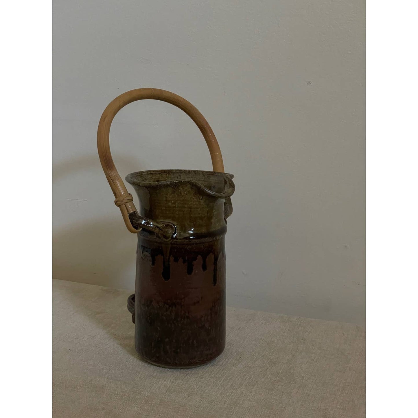 Bamboo Handled Handmade Ceramic Pitcher (2 servings)