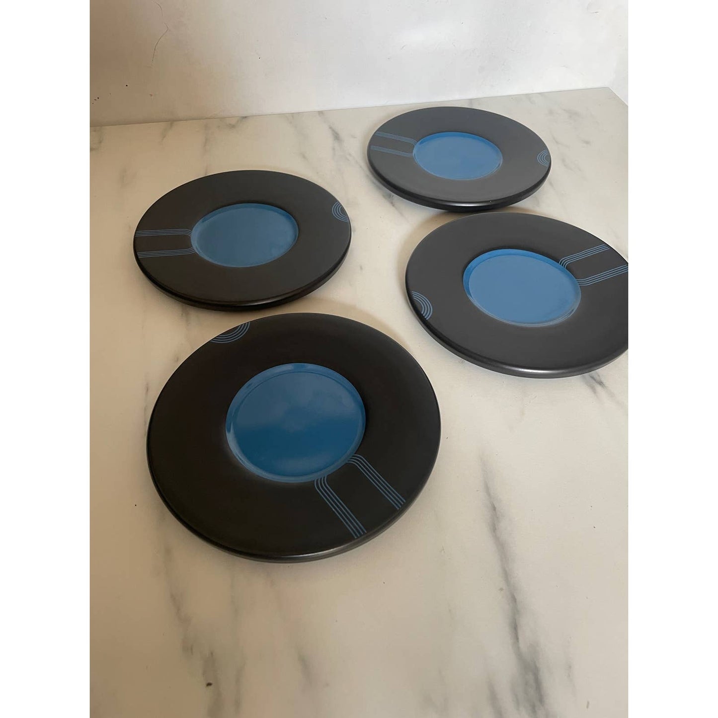 Vintage Blue IKEA Record Vinyl Appetizer Plates - Set of 4