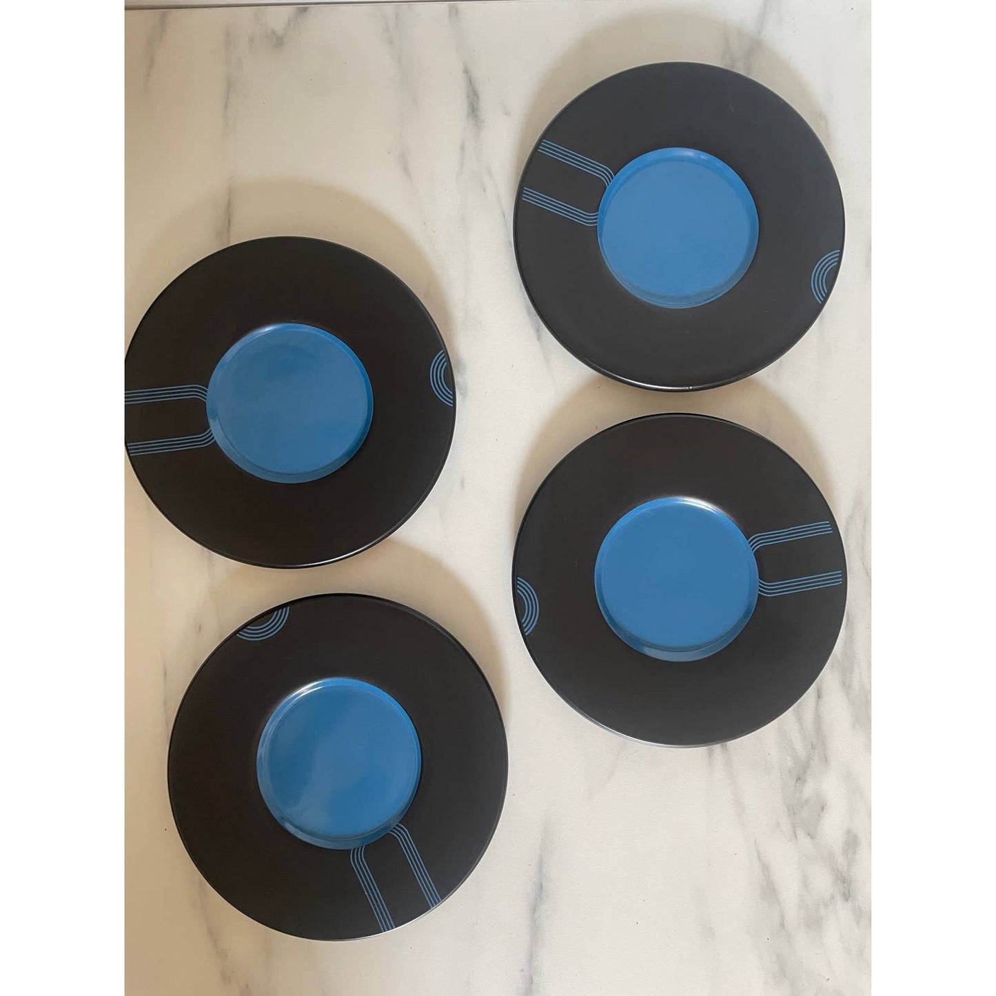 Vintage Blue IKEA Record Vinyl Appetizer Plates - Set of 4