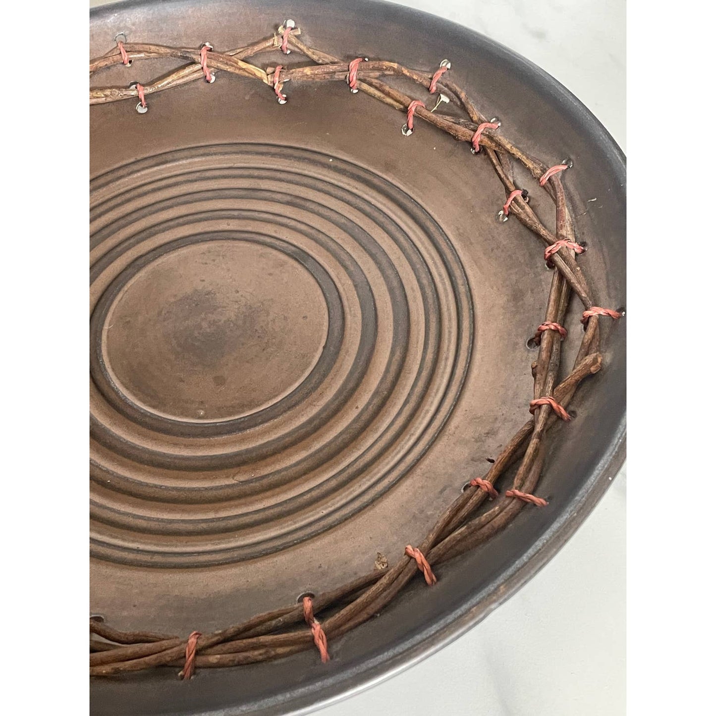 Pfaltzgraff Matica Oxidized Ceramic Bowl with reed weaved rim