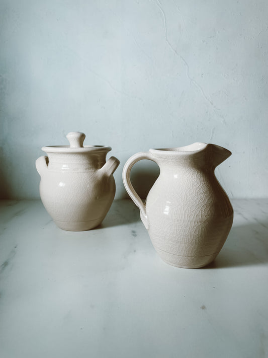 Simon Pearce Belmont Celadon Crackle Glazed Lidded Pot & Pitcher