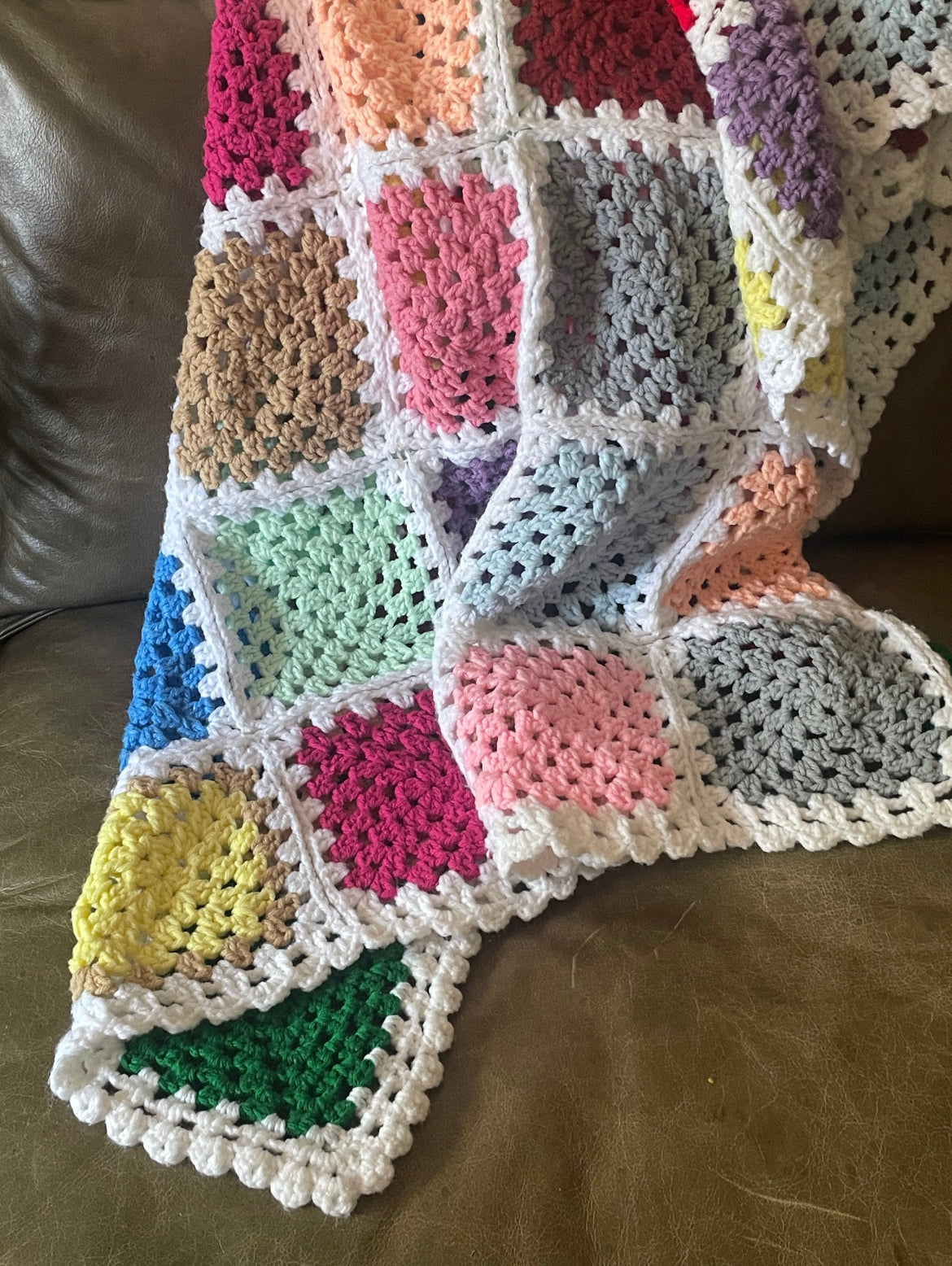 Hand Crocheted ColorBlock Patchwork Blanket