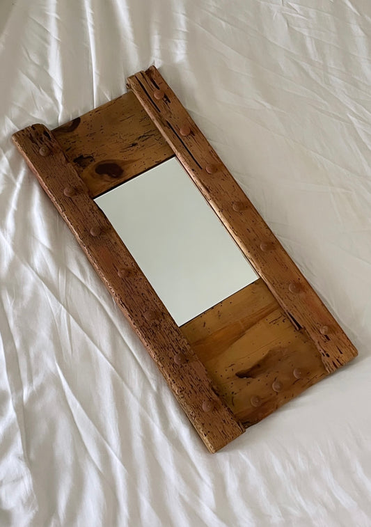 Handcrafted Wormwood Wooden Accent Mirror