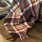 Larger Vintage Faribo Wool Brown & Red Plaid Blanket - Made in USA