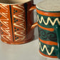 Hand-painted Forest Green and Dark Pumpkin Mugs - Sold as set of 2