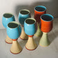 Spring Bloom Colorblock Ceramic Goblets - Set 6