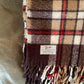 Larger Vintage Faribo Wool Brown & Red Plaid Blanket - Made in USA