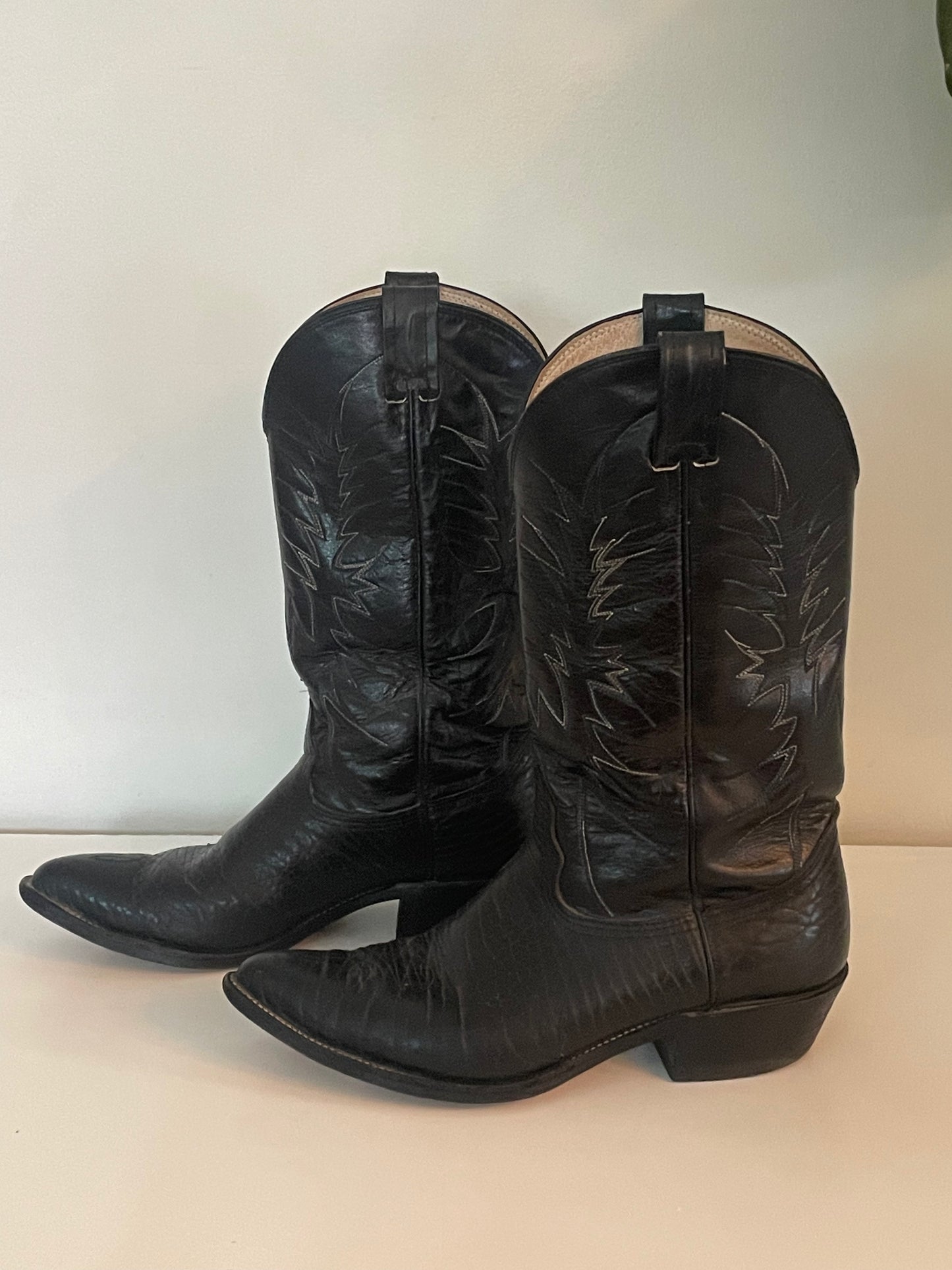 90’s Nocona Size 9  Black Leather Western Boots