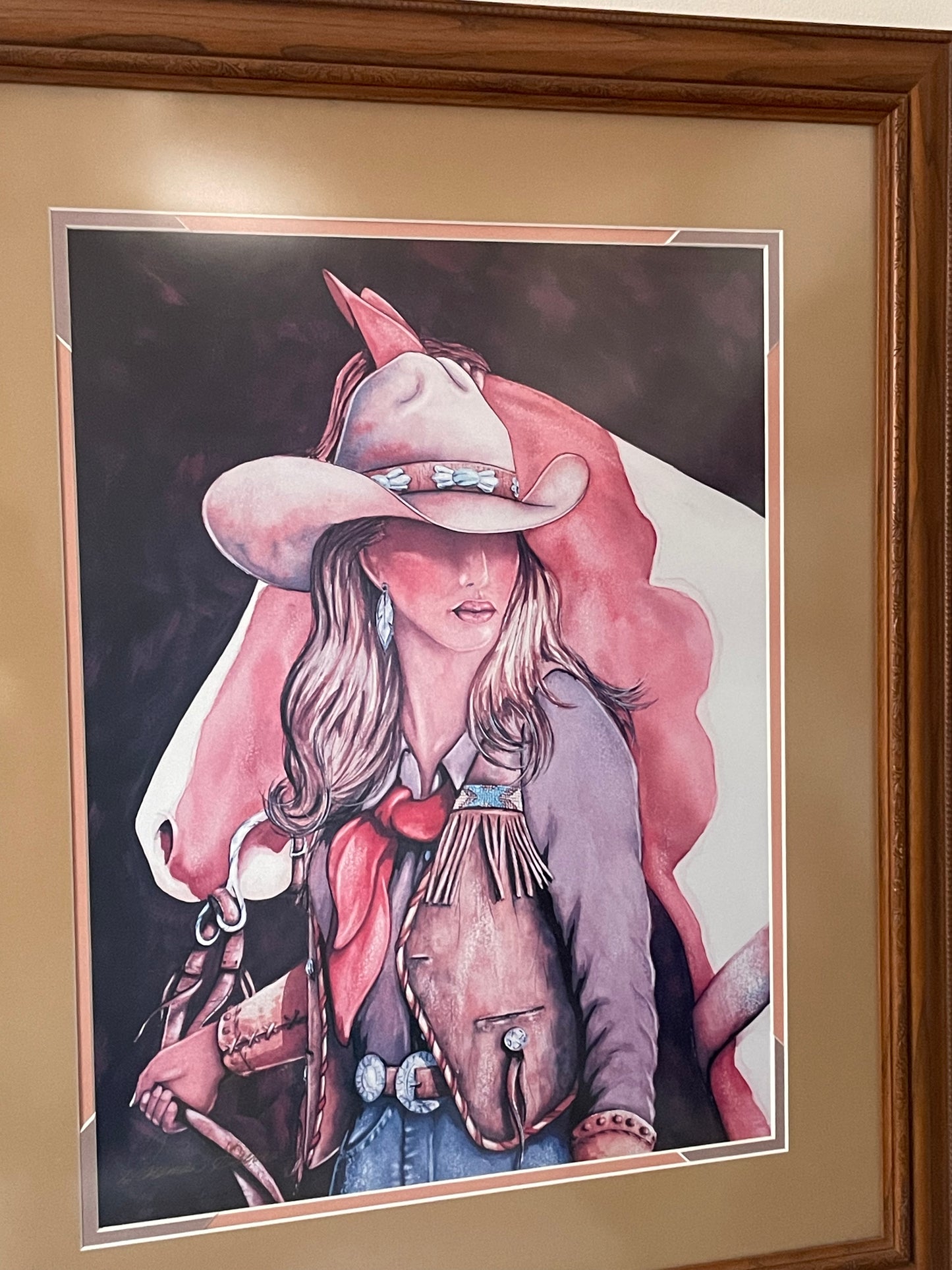 “Southwestern Cowgirl” by Doreman Burns, Framed Print