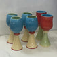 Spring Bloom Colorblock Ceramic Goblets - Set 6