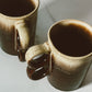 Green and Brown Stoneware Mugs with Double Handles - Set of 2