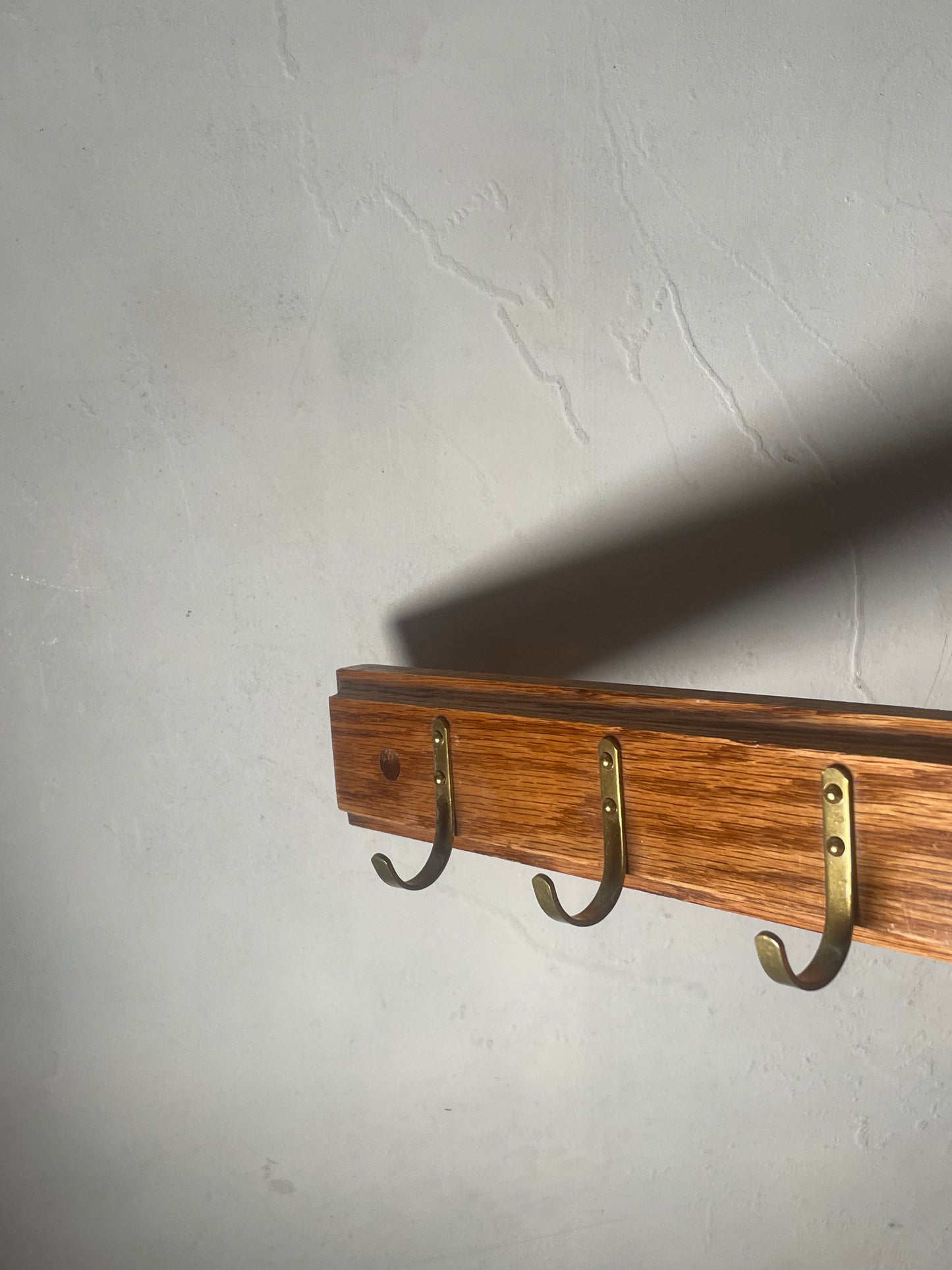 5 Brass Hook Wooden Coat Rack