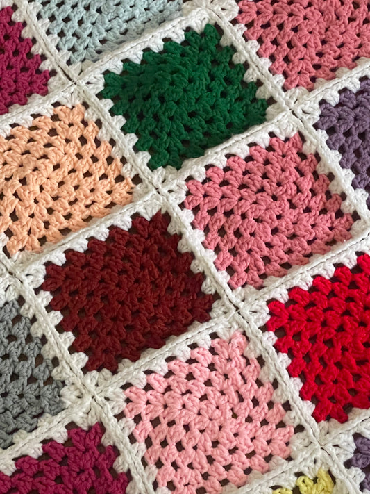 Hand Crocheted ColorBlock Patchwork Blanket