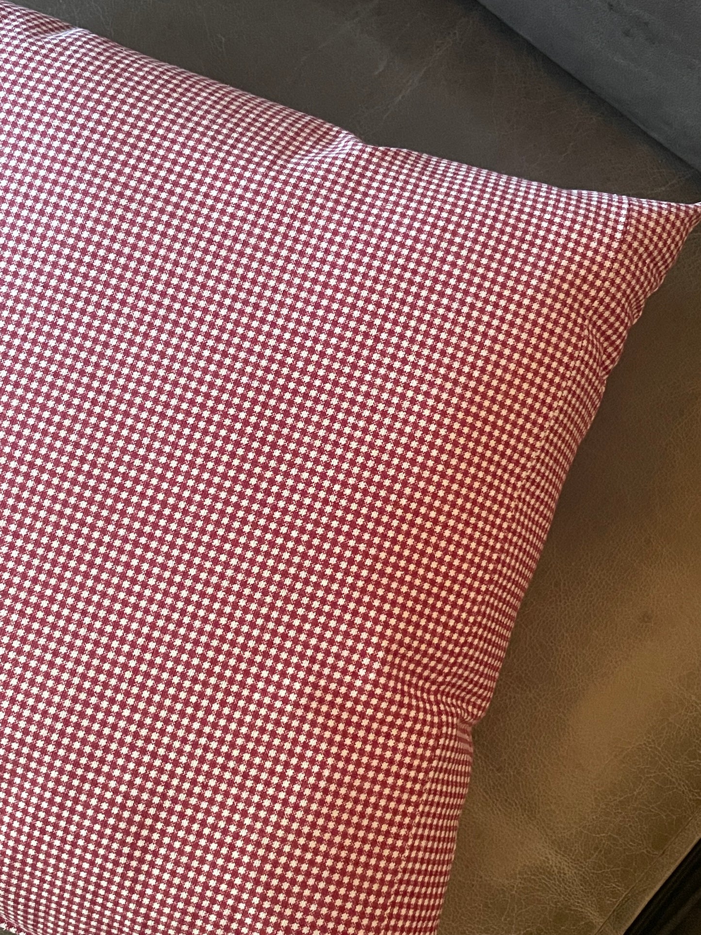 French Check Red and White Handsewn Accent Pillow