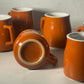 Retro Burnt Orange Stoneware Mugs - Set of 6
