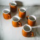 Retro Burnt Orange Stoneware Mugs - Set of 6