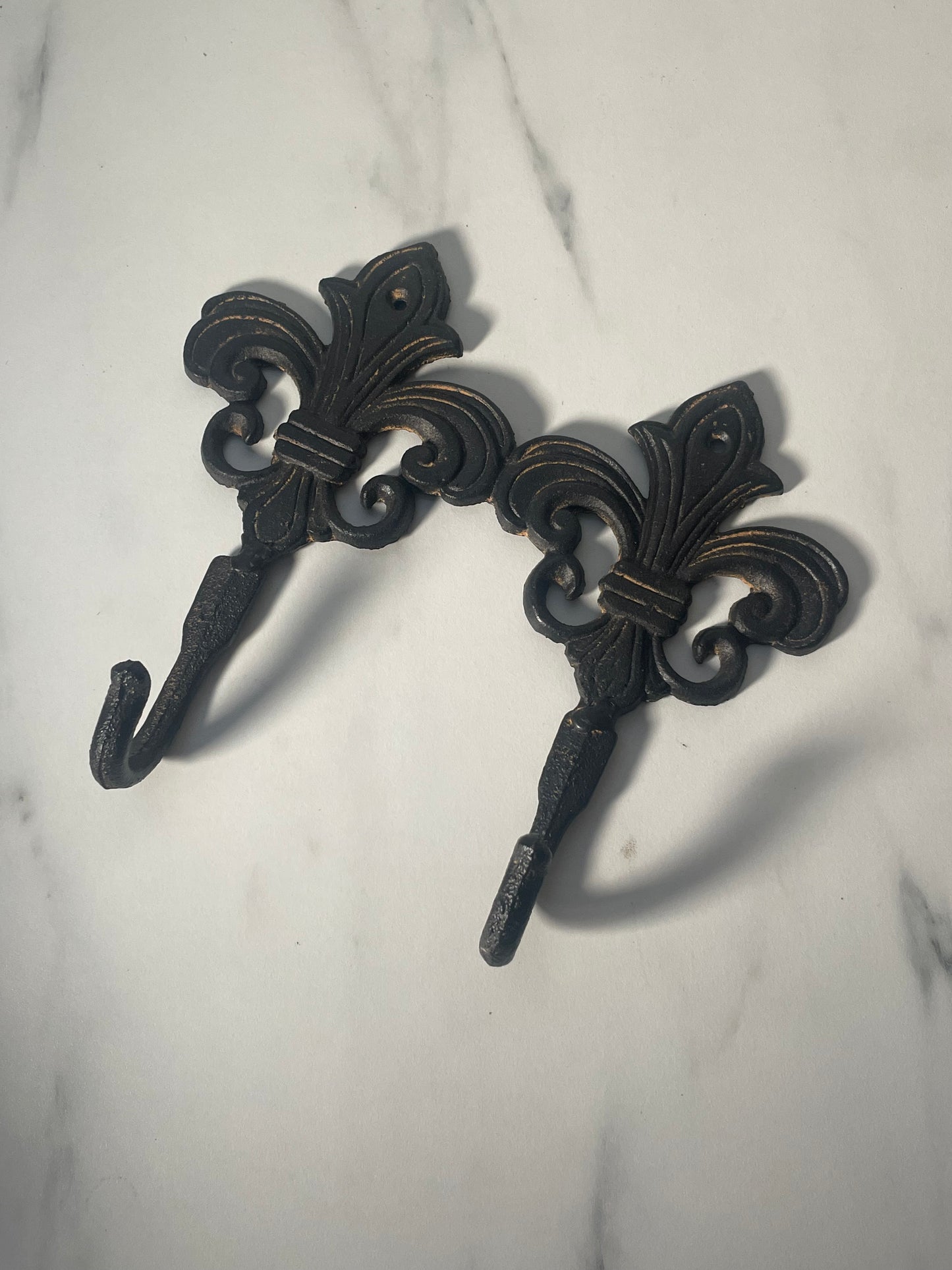 Twin Cast Iron Fleur-de-lis Wall Hooks