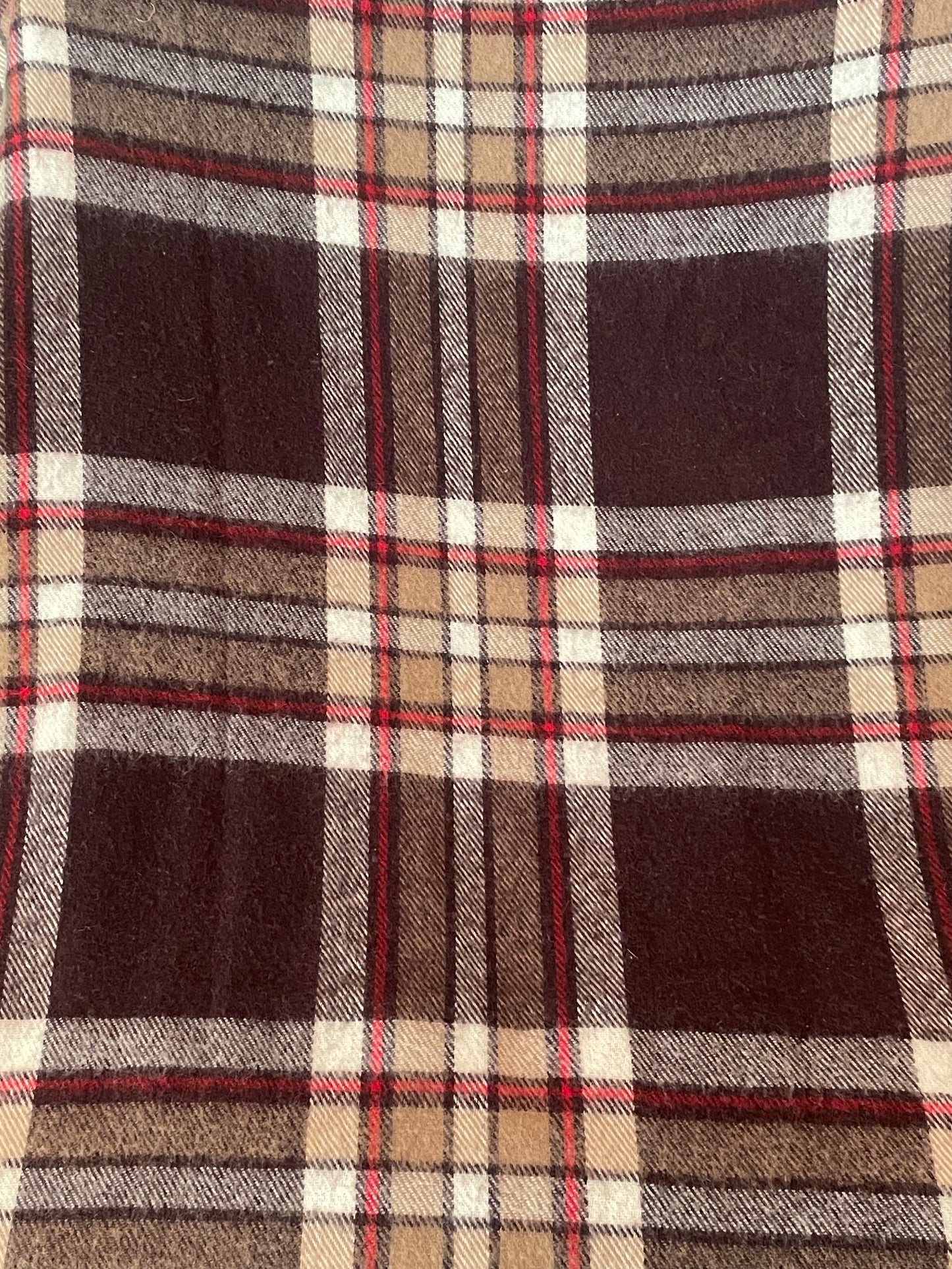 Smaller Vintage Faribo Brown Plaid Blanket - Made in USA